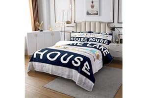 CASTLE FAIRY Lake House Theme Bedspread Set Queen Size for Kids,Boys Girls Vintage Wood Quilt Set Camping Lover Bedspread Coverlet Rustic Farmhouse Bedspread 3 Piece Decorative Bedding Quilted with 2 Pillow Shams