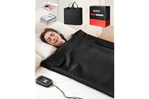 EHINI Infrared Sauna Blanket - Portable Far Infrared Sauna for Home Relaxation - PU Sauna Blanket - Infrared Blanket Sauna with 77–176 °F Temp Range（Pure Black）