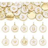 Cheriswelry 20Pcs Sea Animal Charms Gold Plated Flat Round Enamel Alloy Pendants Ocean Summer Beach Craft Charms 16-18mm for DIY Bracelet Necklace Earring Jewelry Making