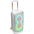 JBL PartyBox Stage 320 - Portable Party Speaker with Telescopic Handle & Wide, Sturdy Wheels, Powerful JBL Pro Sound, Futuristic lightshow, Up to 18 Hours of Play time, Splash Proof (White)