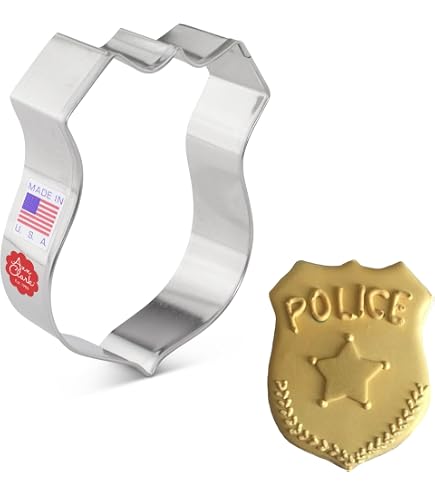 WJSYSHOP Police Badge Shield Cookie Cutter – Stainless Steel Baking Mold For Cookies & Fondant