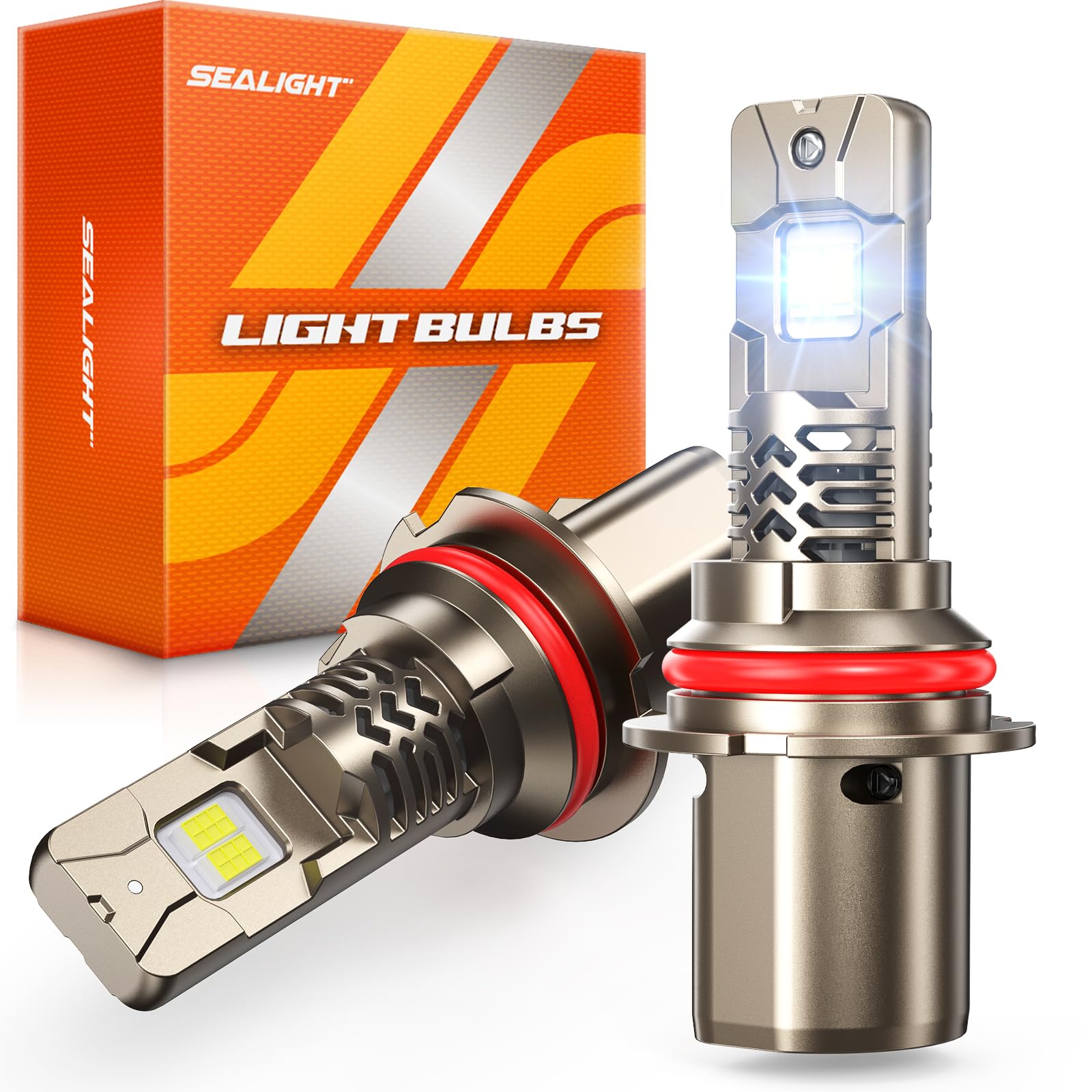 SEALIGHT 9007 Fog Bulb, 1000% Brighter 6500K White 9007 LED Lights, 70000Hrs Long Lifespan with Cooling Fan, 3 Min Plug-N-Play, No Adapter Need, Pack of 2 Image