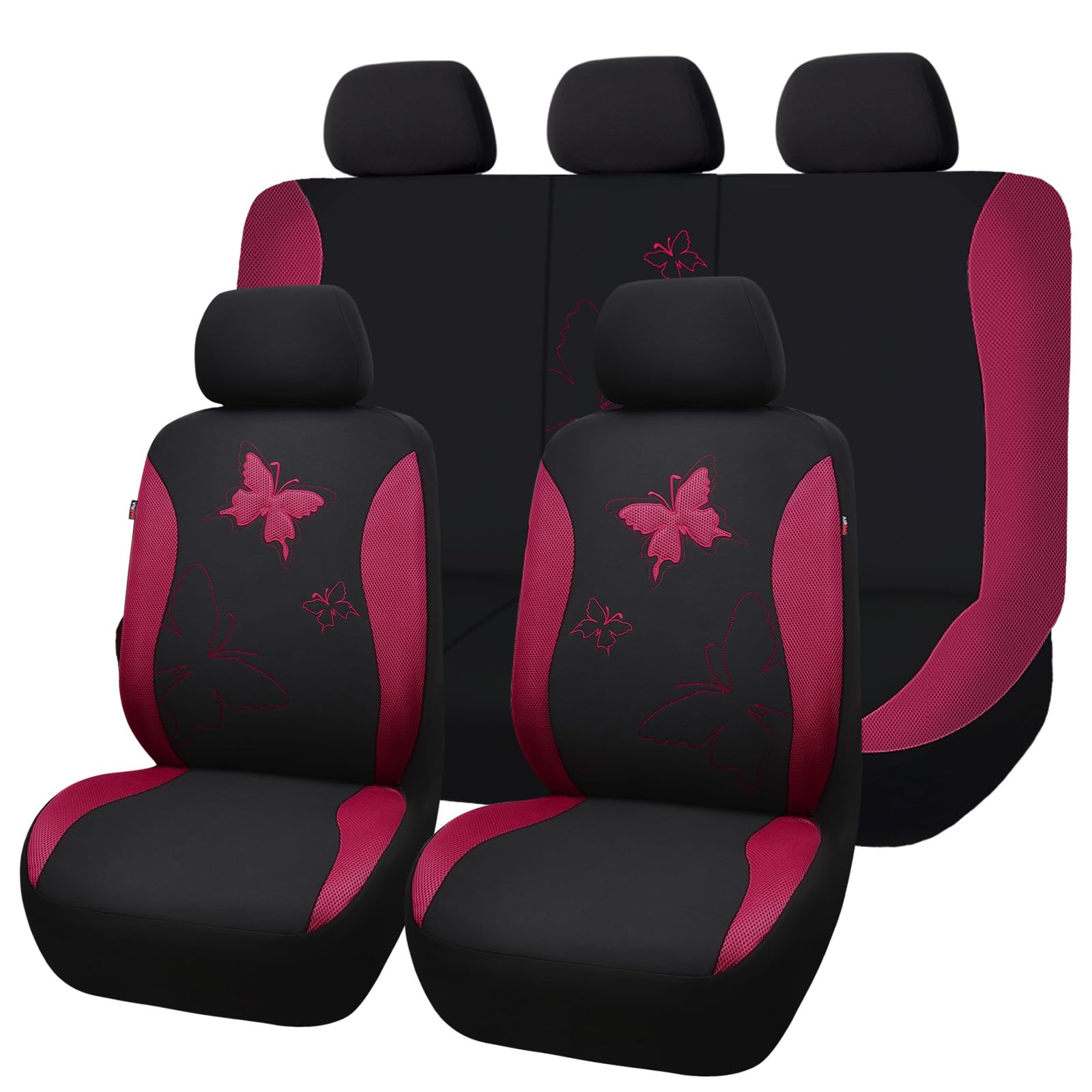 Photo 1 of Flying Banner Butterfly car seat Covers ful Set Fashion Universal Lady Woman Female Rear Bench Split Colorized (Full Set - Lace, Burgundy)