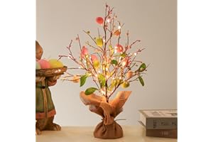 Vanthylit Spring Decorations, Easter Egg Tree with LED Lights, Battery Powered Tabletop Tree, Table Centerpiece Tree Light for Home Party Wedding Holiday Decor