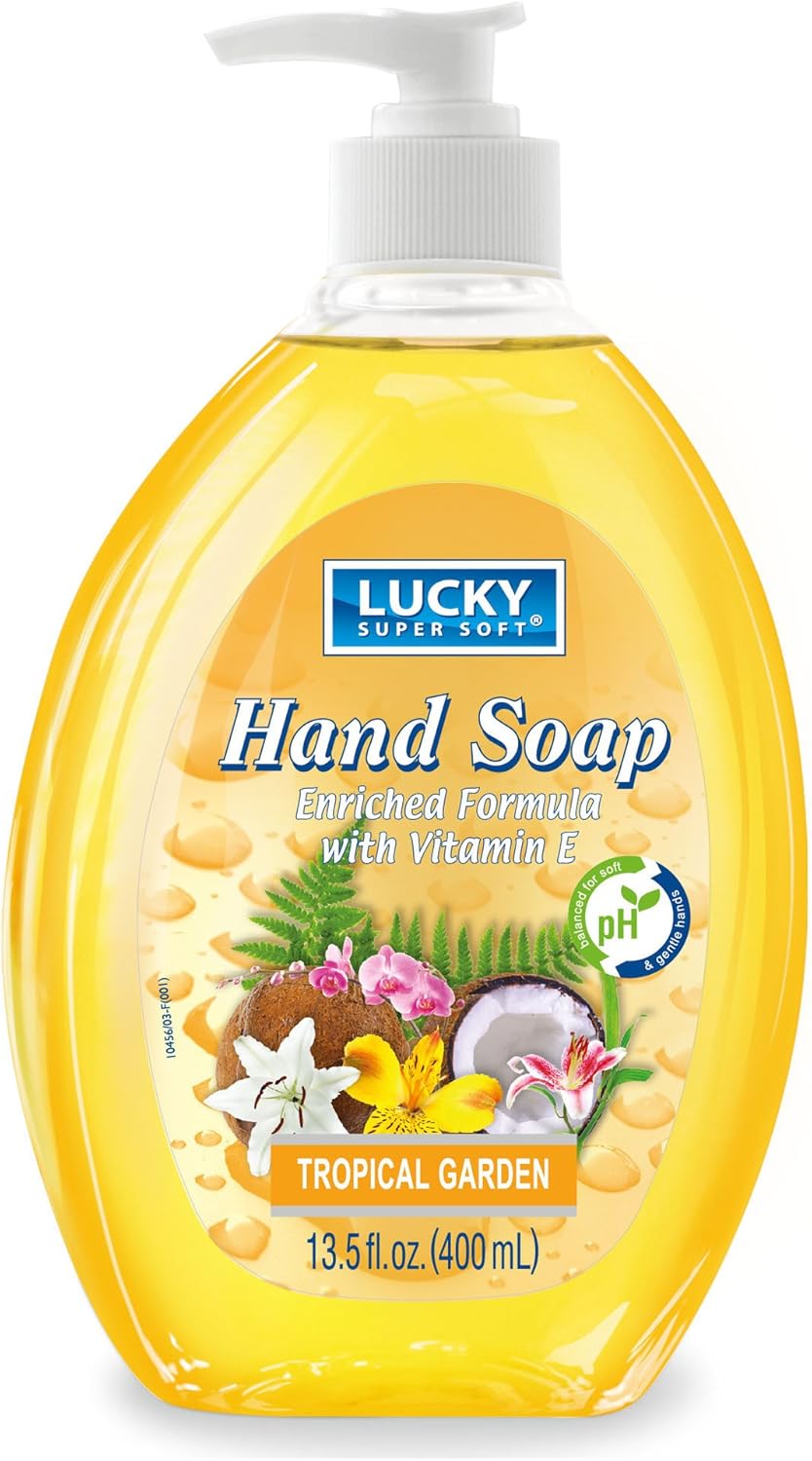 Lucky Super Soft Liquid Hand Soap, Tropical Garden, 13.5