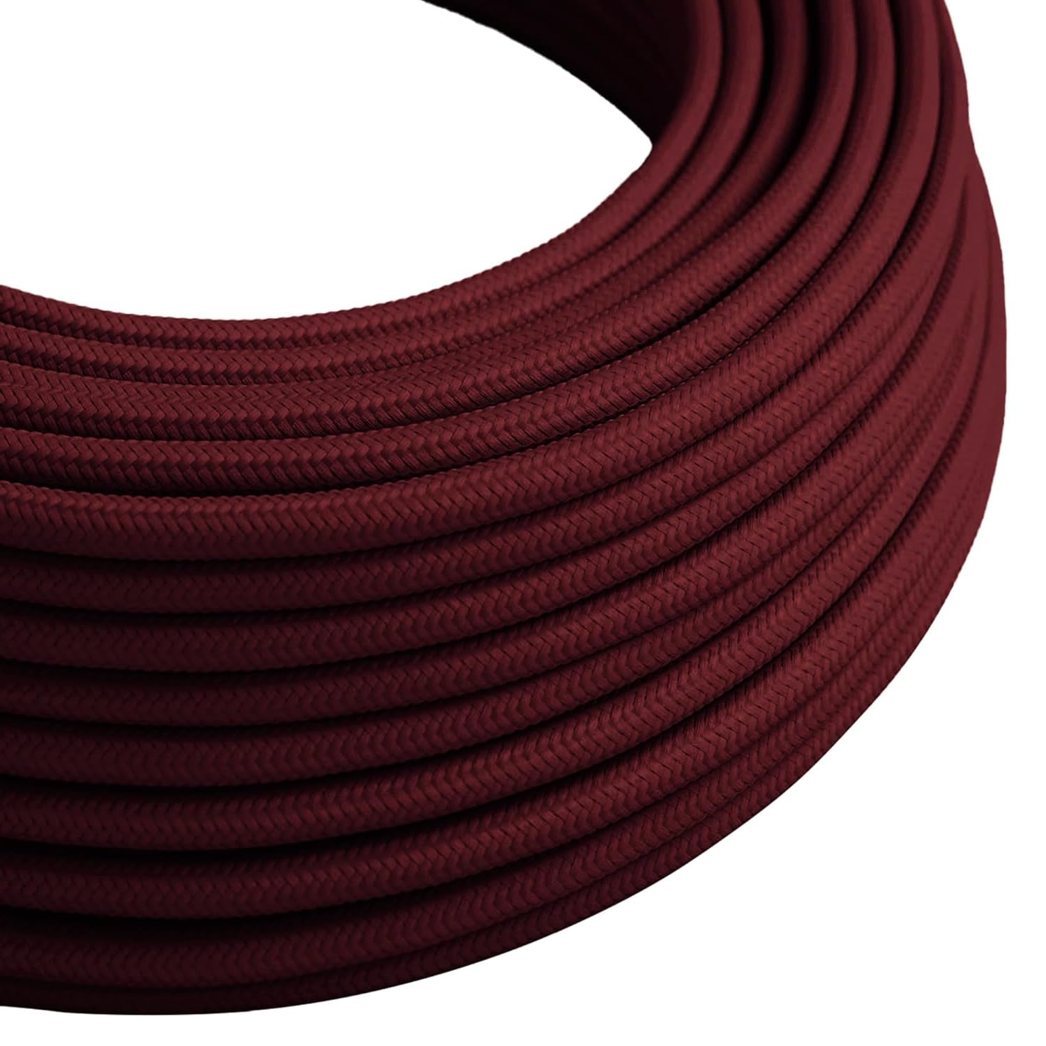 LEDSone 16.4ft Vintage 2 Core Round 18 Gauge Burgundy Cable Fabric Cloth Covered Electrical Wire, 5m 2 Conductors Lamp cable Modern Cloth Covered Wire for Pendant Light Bulb Industrial DIY Project. — image 1