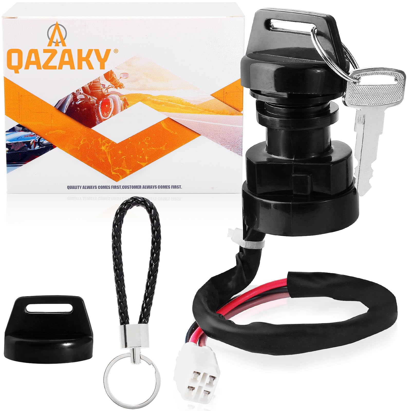 QAZAKY YFZ450 Ignition Key Switch Compatible with Yamaha Grizzly 400 450 YFM400 YFM450 Kodiak 400 450 Wolverine 450 YFZ450LE YFZ450R YFZ450SE YFZ450SP YFZ450V YFZ450W YFZ450X