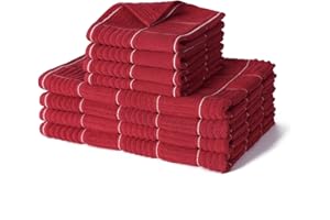 Glynniss Red Kitchen Towels and Dishcloths Set, Dish Towels and Dish Rags Set for Washing Dishes, Cleaning and Drying Pack of
