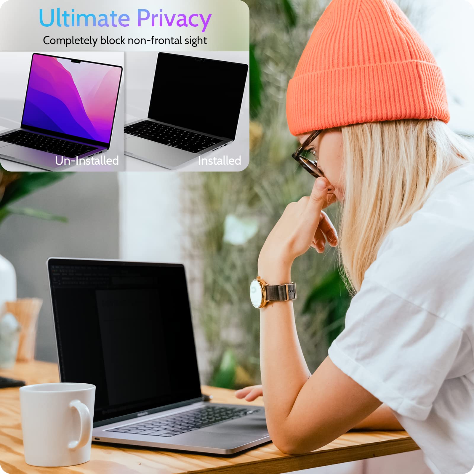 Magnetic Privacy Screen for MacBook Pro 16 Inch (2021-2024, M1, M2, M3, M4), 16inch Removable Matte Anti Blue Light Glare Private Filter Protector for Mac Pro 16.2