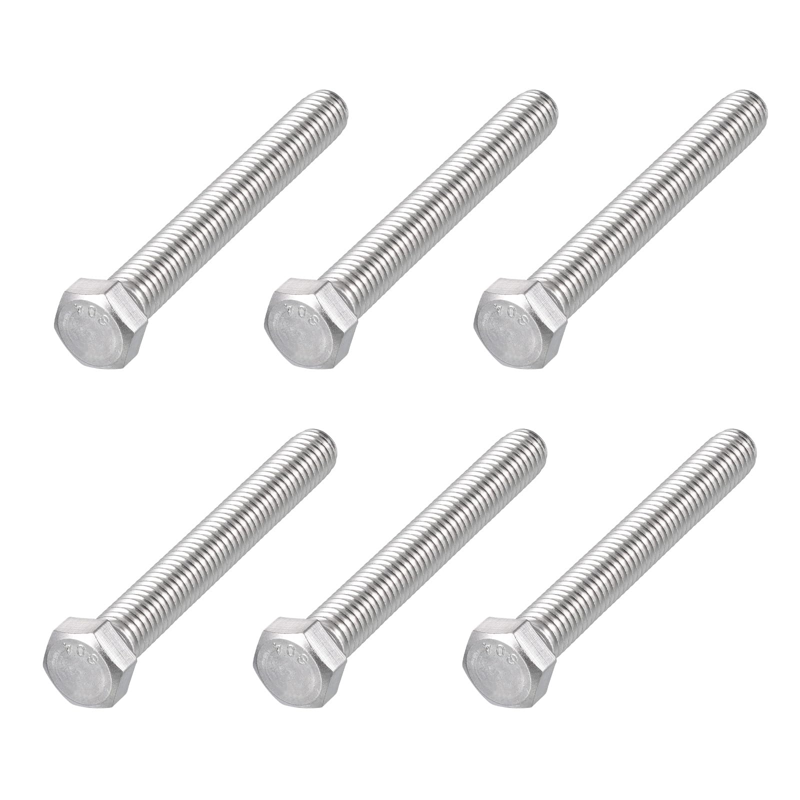 METALLIXITY Hex Head Bolts (7/16-14 x 3-1/2") 6Pcs, 304 Stainless Steel 18-8, Fully Threaded, External Hex Drive, Plain Finish, Hex Head Screw Bolt, Silver — image 1