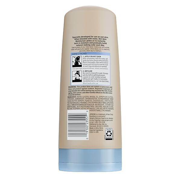 JERGENS NATURAL GLOW WET SKIN MOISTURIZER FOR BODY, MEDIUM TO TAN SKIN TONES, 7.5 OUNCE
