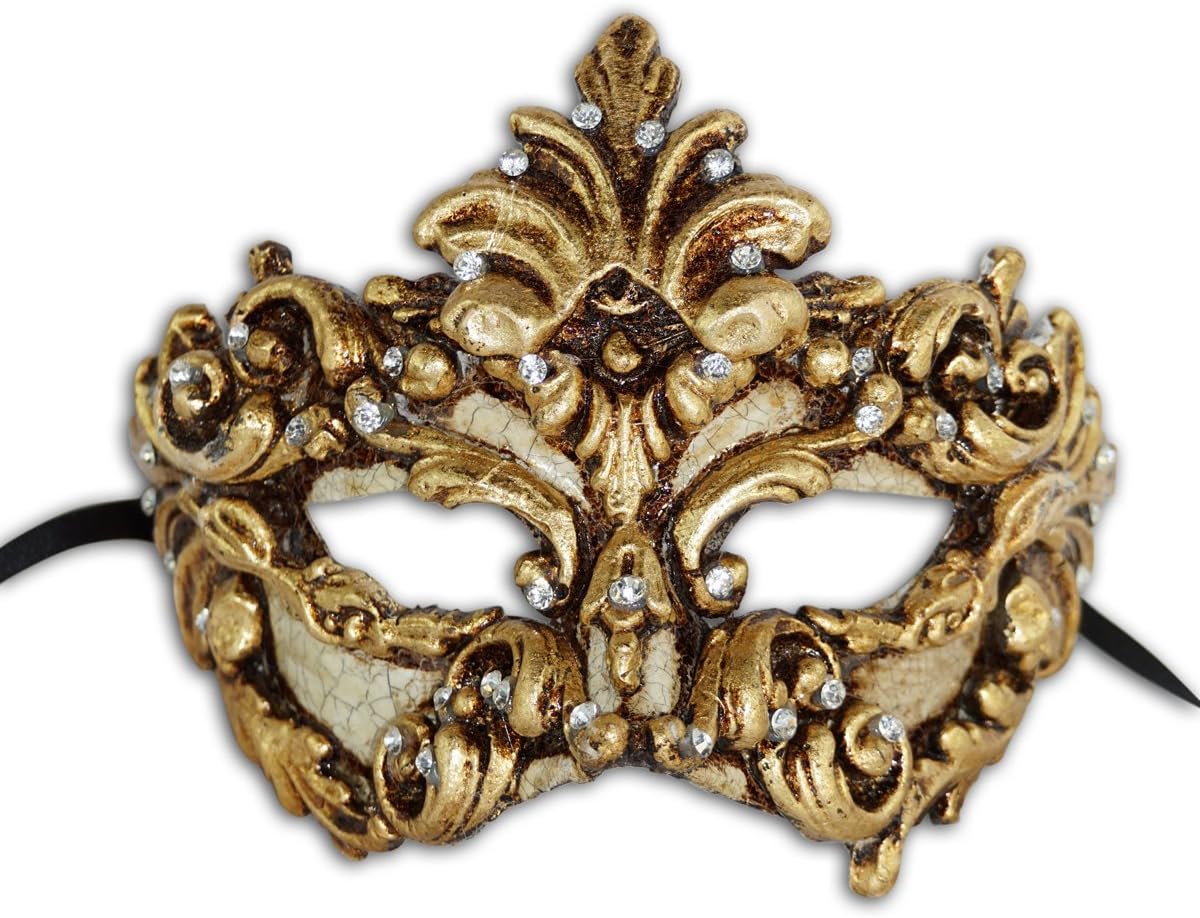 Luxury Venetian Eye Mask Colombina Baroque II with Swarovski Crystals for Men and Women