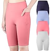 BIG ELEPHANT 4 Packs Girls' Athletic Bike Shorts, Dance Yoga Running Soccer Kids Compression Shorts with Pockets