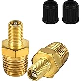 2pcs Brass Air Inflator Adapter, 1/4" NPT (M) to Standard Valve for Schrader (M) Tire Inflator Connector for Auto Tyre Valve 