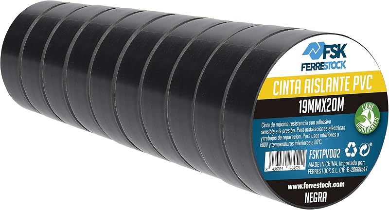 Ferrestock Insulation Tape Black 19 mm x 20 m Pack of 10