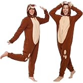 Funziez! Slim Fit Adult Onesie - Animal Costume - Plush Unisex Halloween One Piece Cosplay Suit for Women and Men