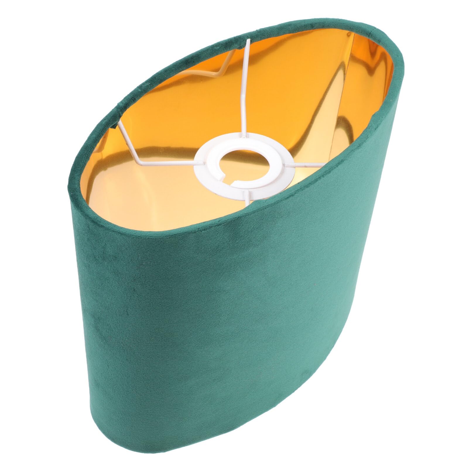 Lurrose Practical Oval Lampshade 9X5X7 Inch Green Fabric Clip-on Lamp Shade for Table Bedside and Floor Lamps Indoor Lighting Cover