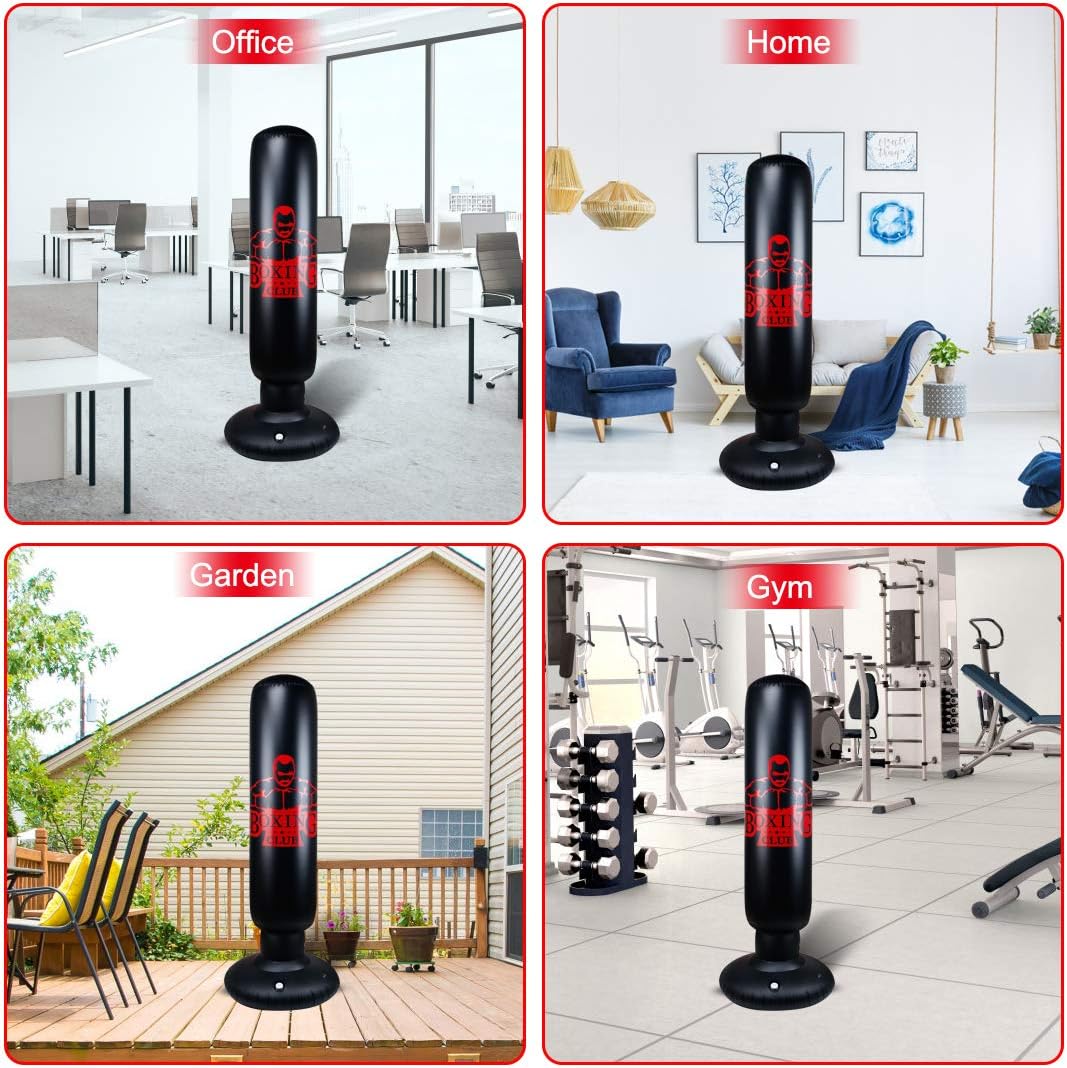 Locsee Punching Bag for Kids, Inflatable Freestanding Bop Bag for Adults and Kids Fitness Boxing Target Bag with Stand, Training Kickboxing Equipment (63 inch) : Sports & Outdoors