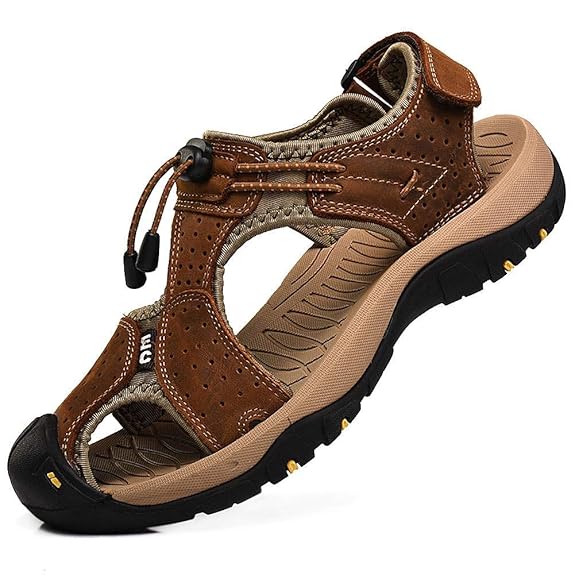 rismart Herren Closed Zu Draussen Sport Trekking Schuhe Leder Sandalen