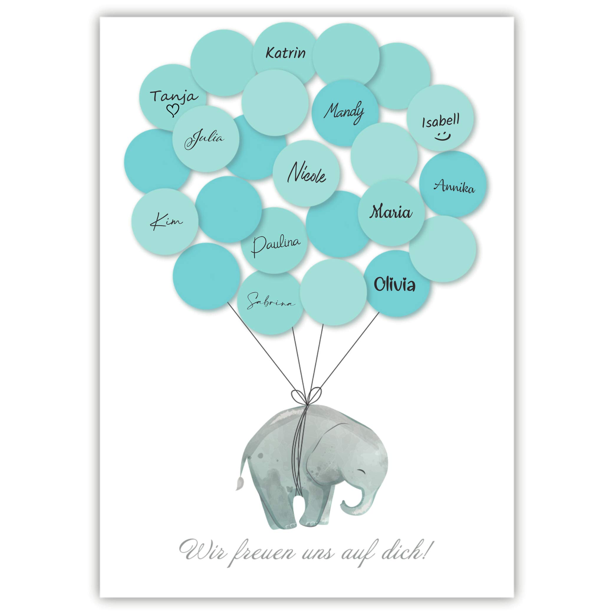 Tulade Panda Whale Baby Shower Decoration Boy Elephant Guest Book Alternative (blue) Guest Gift Baby Shower Set Baptism Puller Party Memorabilia/Keepsake Writable/Fingerprint