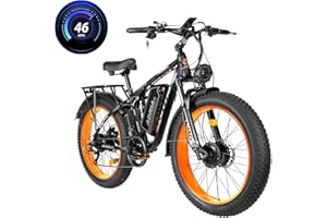 PHNHOLUN Peak 5000W-Electric-Bike for Adults-Men, Dual-Motor-Ebike 40-46MPH-Hunting-Ebike, 52V 30AH Long Range Dirtbike, 26" Fat-Tire-Electric-Bicycle, Full Suspension Mountain Bike for Off-Road Snow Sand