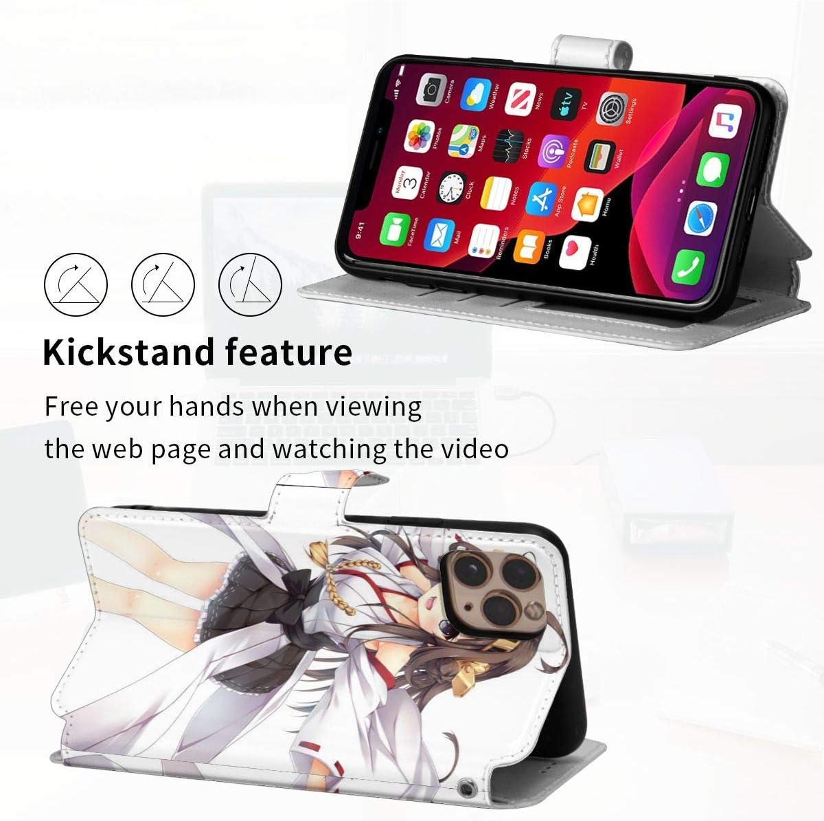 Amazon 艦隊これくしょん 艦これ Iphone 11 Pro ケース Puレザー 手帳型 サイドマグネット 携帯ケース カード収納 軽量 薄型 ワイヤレス充電対応 横置きスタンド機能 衝撃吸収 携帯カバー ストラップ付き 家電 カメラ オンライン通販