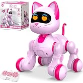 Robot Cat Interactive Toys for Girls: Remote Control &amp; Touch &amp; Dancing | Rechargeable Cute Robotic Kitty - Easy to Use Kids Entertained for Hours - Christmas/Birthday Gifts for 4-9 year old Kids