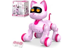 UIOPY Robot Cat Interactive Toys for Girls: Remote Control Electronic Pink Kitty Pets - Robotic Can Dancing Touch Programmable Mechanical Cat for Kids Age 4-9 Christmas/Birthday Surprise Gifts