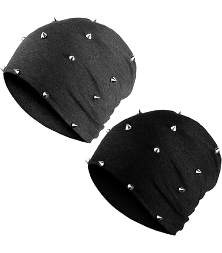 帽子 EMOTIONAL STUDDED BEANIE BLACK Julpsk Unisex Street Hip Hop Studded Hat Striped Grunge Emo Punk