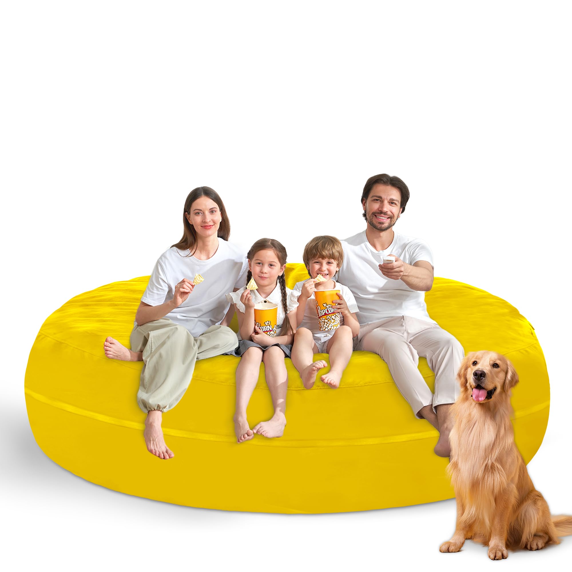 lilanoon 7FT Bean Bag Chair with Ultra Soft Velvet Cover Bean Bag Sofa with Memory Foam Bean Bag Chairs with Large Size Lazy Sofa for Dorm Office Living Room Bedroom Yellow 7'