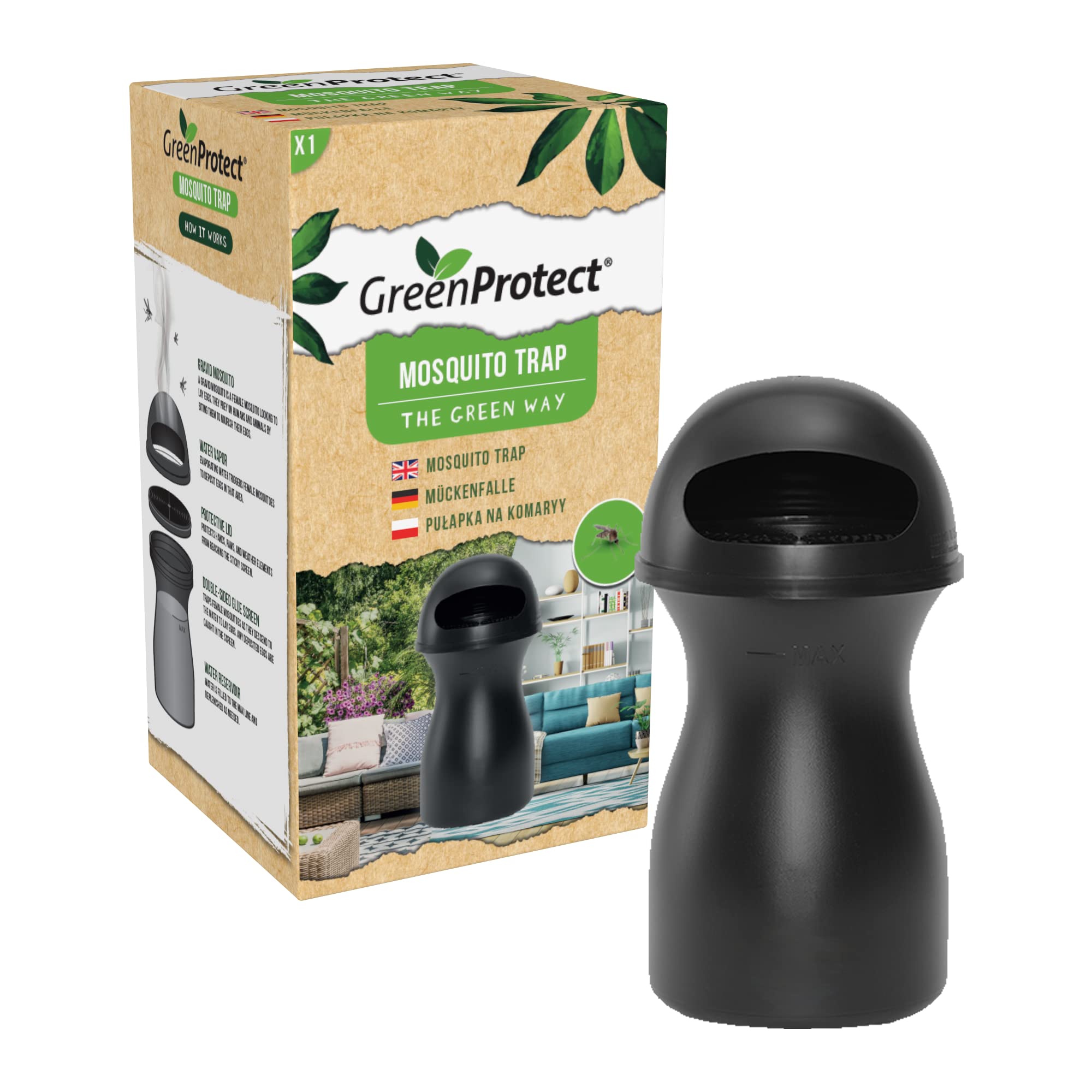 Green Protect Mosquito Trap - Insect Trap - for Bedroom, Kitchen, Office, Home - Easy to Use - Portable