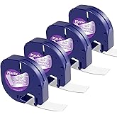 Label Maker Clear Tape Replacement for Dymo Label Maker Refills Clear 1/2'' x 13', Compatible with Dymo Letratag Refills Transparent Plastic Tape Work with LT-100T LT-100H QX50, 4-Pack