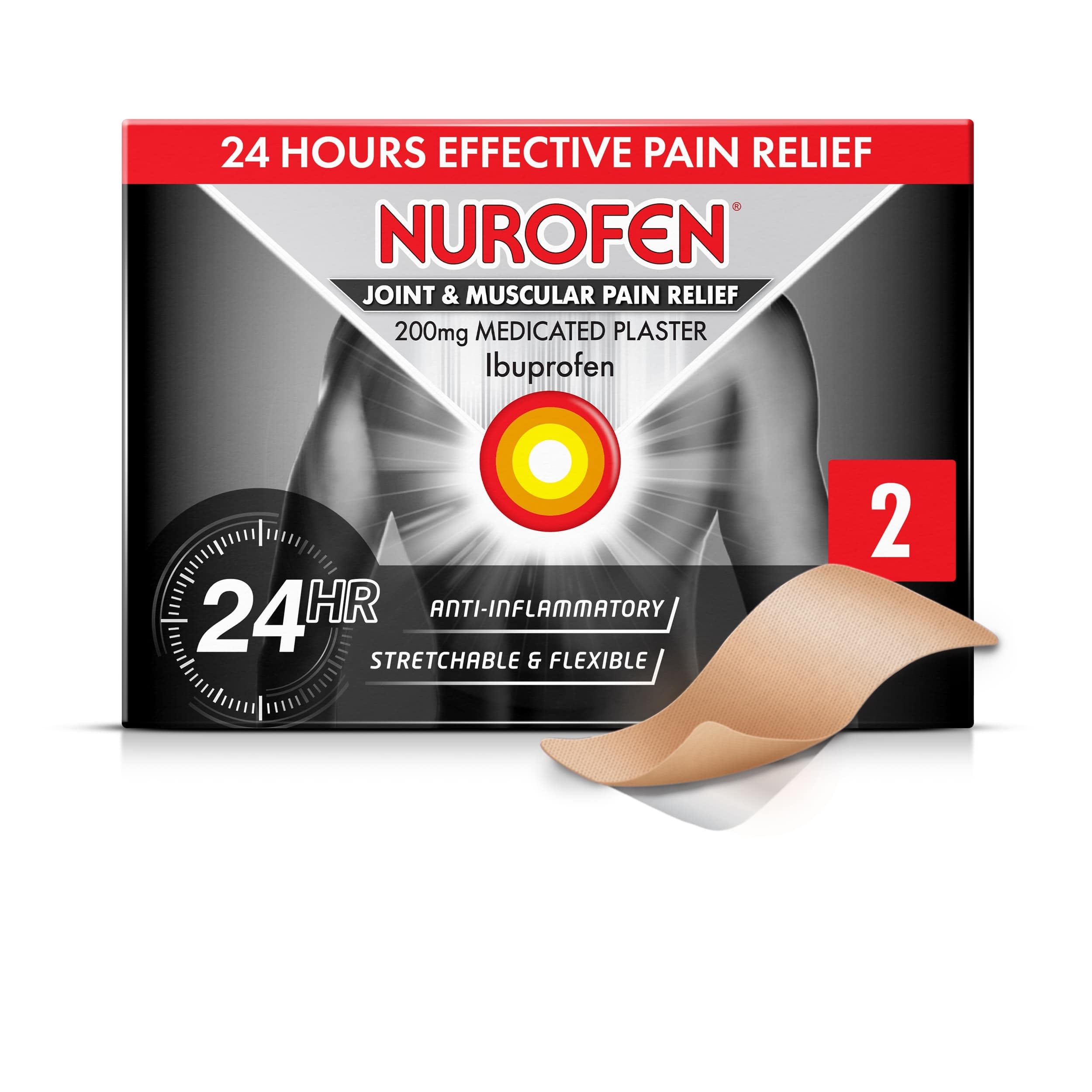 Nurofen 200mg Ibuprofen Patches - Pack Of 2 For Knee, Period, Muscle, Bone & Joint Discomfort, 24H Pain Relief