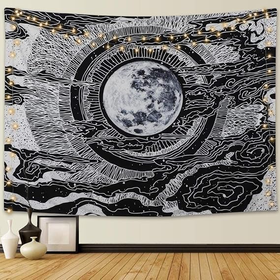 Dremisland Mond Und Stern Wandteppich Wandbehang Mandala Tuch Wandtuch Tarot Tapisserie Schwarz Weiss Wandkunst Fur Wohnzimmer Schlafzimmer Dekor L 148x200cm Amazon De Kuche Haushalt