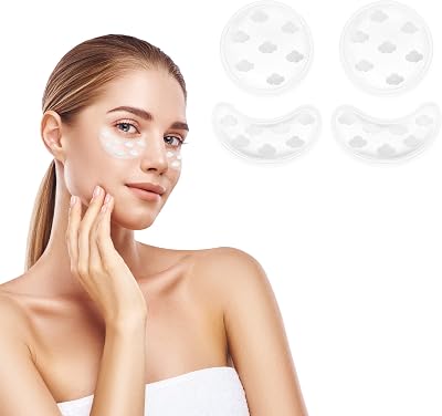 Navaris Reusable Cooling Eye Gel Pads Set - Round & Under Eye Patches - Cloud