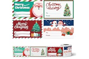 SUPVAN T50M Series Christmas Labels for Gift Packaging Wrapping Cards and Christmas Decorations, 4 Unique Designs, 50mm × 80m