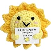 Handmade Crochet Sunshine with Cheer Up Message,Positive Emotional Support Gift for Women, Men, Boyfriend, Girlfriend, Wife, Husband | Uplifting Gifts for Anxiety Relief,Mental Wellness Desk Companion