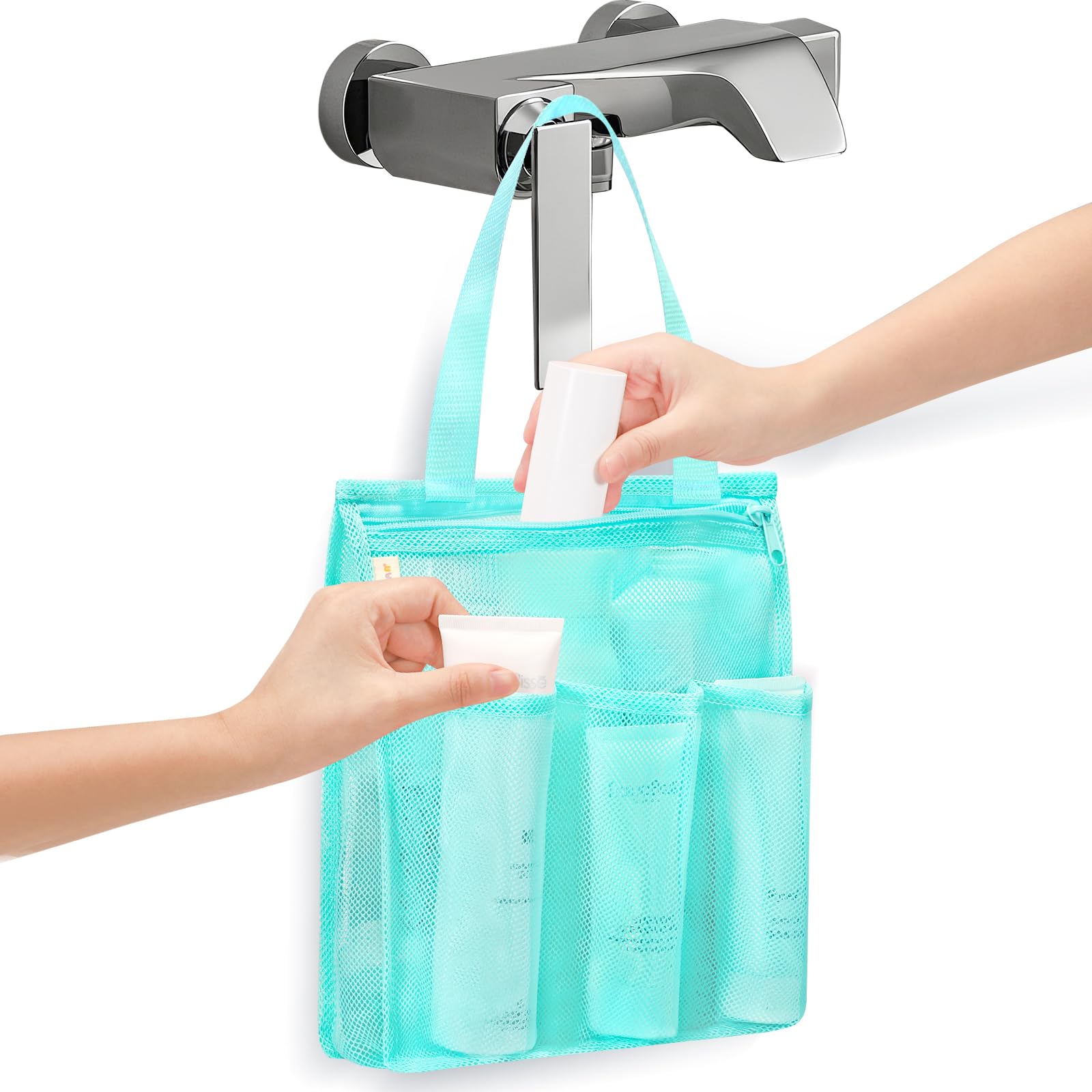Photo 1 of famichan Mesh Shower Caddy Portable, Gym Travel Camp Dorm Room Essentials for College Student Boy Girl, Bathroom Shower Bag - Blue