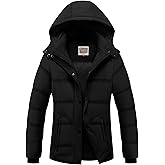 WULFUL Women's Winter Coats Lightweight Warm Thicken Puffer Jacket Waterproof Quilted Winter Jackets with Removable Hood