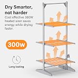 Vivo Technologies Electric 3 Tier Heated Clothes Airer 300W 21M Drying Space view 3