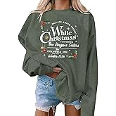 AIMITAG Christmas Sweatshirt for Women White Christmas Movie Crew Neck Long Sleeves Pullover Christmas Holiday Graphic Tops