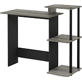 Furinno EFFICIENT Desk, 28.6" Wide Gaming Desk with 3 Open Side Shelves, Laptop Notebook Computer Desk, Office Desk for Home Office, Study Room, Dorm, Bedroom, French Oak