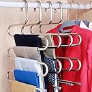 DOIOWN S-type Stainless Steel Clothes Pants Hangers Closet Storage Organizer for Pants Jeans Scarf hanging (14.17 x 14.96ins, Set of 3) (3-Pieces)
