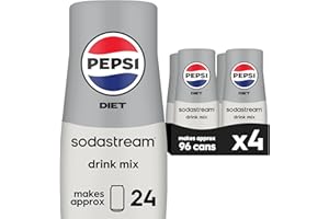 SodaStream - Diet Pepsi Beverage Mix Diet Flavor for SodaStream Turns 9.5 Gallons of Sparkling Water into Diet Pepsi Light, Crisp and Refreshing with Zero Calories 14.9 Fl Oz, Pack of 4