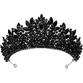 QXMYOO Black Tiara for Women - Gothic Rhinestones Crown for Pageant, Quinceanera, Wedding, Birthday, Prom, Homecoming