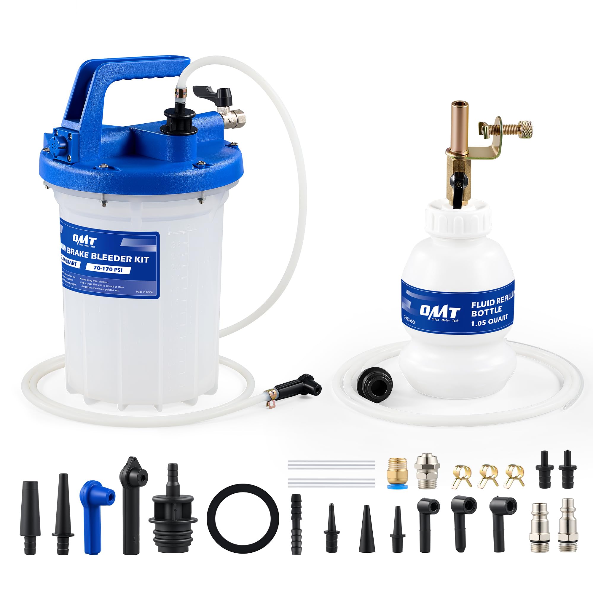 Photo 1 of Orion Motor Tech 3L Vacuum Brake Bleeder Kit, Pneumatic Brake Fluid Bleeder Kit with 3.2 qt Brake Fluid Extractor 1L Refilling Bottle 18 Adapters, One Person Brake Bleed Fluid Pump Brake Bleeding Tool