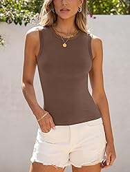 ANRABESS Womens High Neck Tank Tops Stretchy