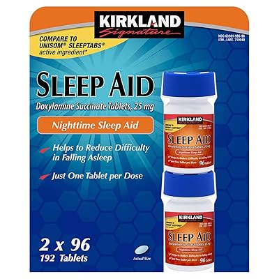Kirkland Signature Sleep Aid HBTkXc Doxylamine Succinate, 2 Pack 96 Tablets