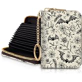Blusabaca Goth Bat RFID Credit Card Holder, Small Women Travel Wallet | Vintage, Removable Keychain, Case Zipper, PU Leather, Cash Coin Pocket, Business Accordion Purse, Ladies Female Gift