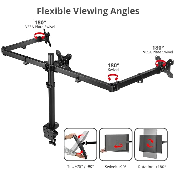 SIIG ARTICULATING TRIPLE MONITOR DESK MOUNT DESK MOUNT, BLACK (CE-MT0R12-S3)